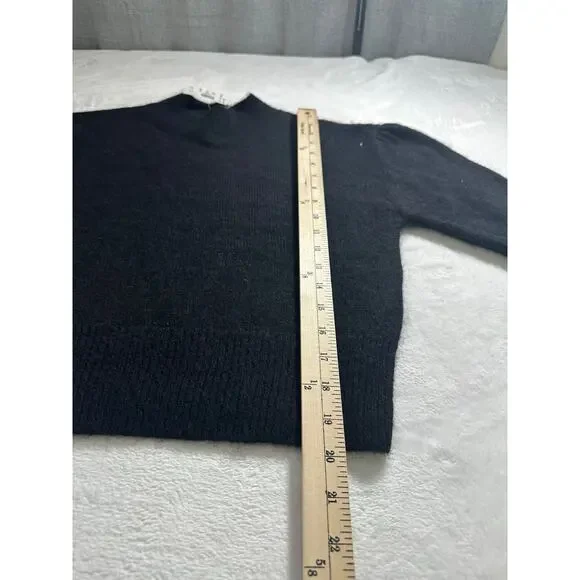 NWT Madewell Alpaca Blend Black Puff Shoulder Size Medium Mock Neck Cropped - Picture 6 of 7